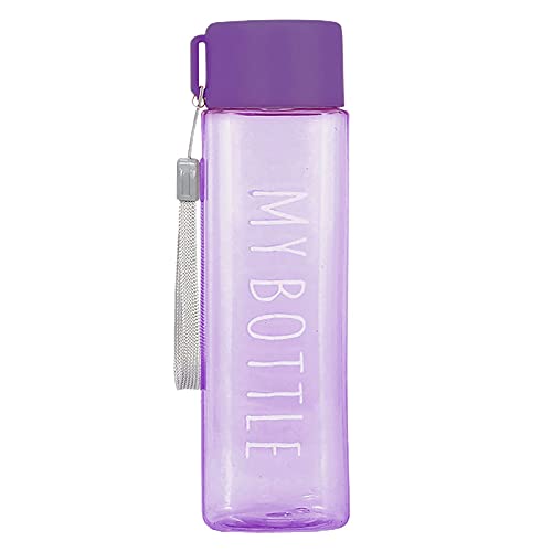 Waterfles, 500 ml sportfles, vierkante waterbeker met grote capaciteit, met handvat voor kamperen, draagbare druppelbestendige beker