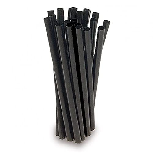 250 stuks zwarte composteerbare rietjes, 15 cm hoog x 8 mm, ideaal voor bar, pub, cocktailbar, aperitief, dranken; lange rietjes voor vraken en slushs.