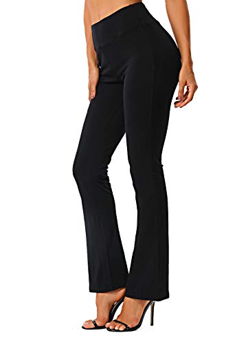 FITTOO dames bootcut flared broek Stoffen broek met wijd uitlopende pijpen Joggingbroek met rechte pijpen Yogabroek flare-broek zwart L