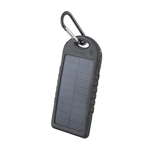 setty Powerbank op zonne-energie, 5000 mAh, USB-oplader voor mobiele telefoon, powerbank, waterdicht, zwart