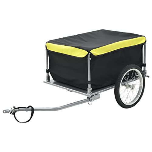 vidaXL Fietskar Zwart Geel Fietstrailer Fietsaanhanger Kar Trailer Fietswagen