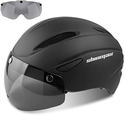 Shinmax Fietshelm CE-certificaat Fietshelm met Afneembare Veiligheidsbril Vizierschild voor Dames Mountain- en Racefietshelm Verstelbare Veiligheidsbescherming, Skateboarden, Ski & Snowboard