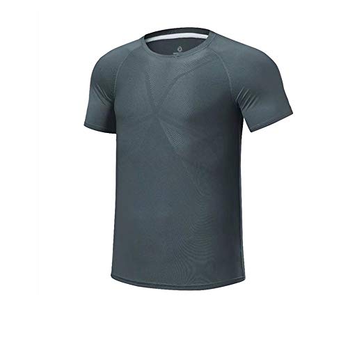 Uitstekend gevoel, herenhemd met korte mouwen, voor fietsen, training, fitness, comfortabele fitness-top (kleur: grijs, maat: L)