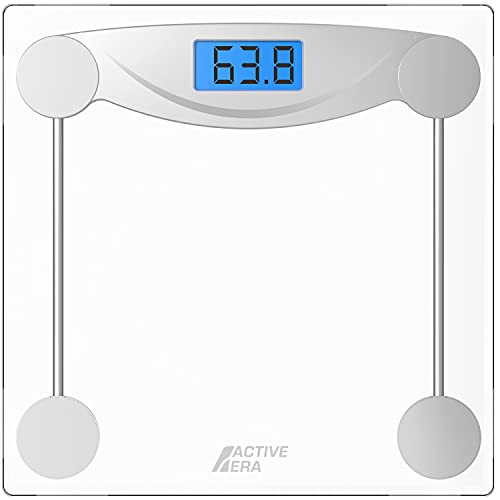 Active Era zeer dunne digitale badkamer weegschaal met zeer exacte sensoren en getemperd glas (stone/kg/lbs)
