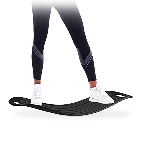 Relaxdays Twist board, handig balansbord voor full-body training, belastbaar XL workout board tot 150 kg, zwart