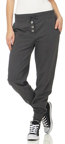 malito dames joggingbroek in Classic Look | Sportbroek in effen kleuren | Baggy om te dansen | Sweatpants - Trainingsbroek 8021 (donkergrijs)