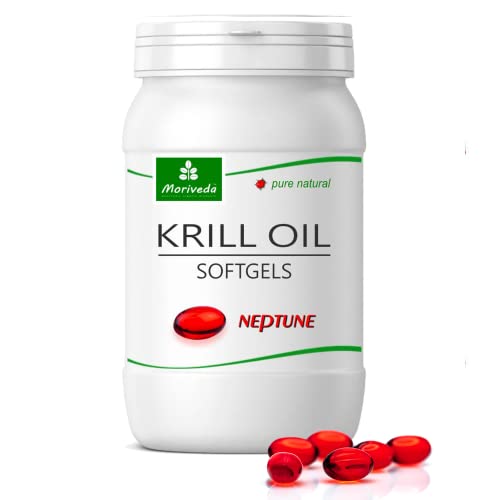 MoriVeda® | Krill olie capsules 90 of 270, 100% pure NEPTUNE premium krilloil - Omega 3,6,9 astaxanthine, fosfolipiden, choline, vitamine E - Merkkwaliteit (1x90 Softgels)