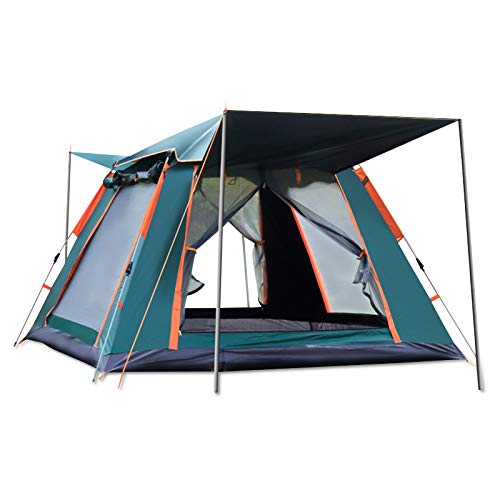 Ergocar Waterdichte outdoor lichte pop-up tent voor 3-4 personen zonwering snelle set-up koepeltent voor kamperen, backpacken, wandelen en andere outdoor-activiteiten (groen, vinyl)