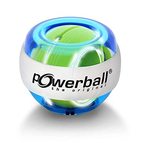 Powerball Lightning Blue, gyroscopische handtrainer met blauw lichteffect, transparant blauw, het origineel van Kernpower
