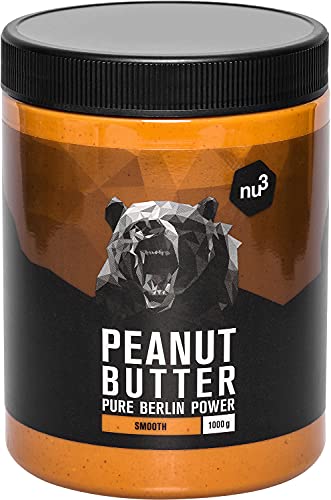 nu3 Peanut Butter 1 Kg pindakaas - puur natuurlijke pindakaas, veganistisch & geen suiker, geen toegevoegd zout, olie of palmvet, 28g eiwit per 100g, glutenvrij & veelzijdig bruikbaar