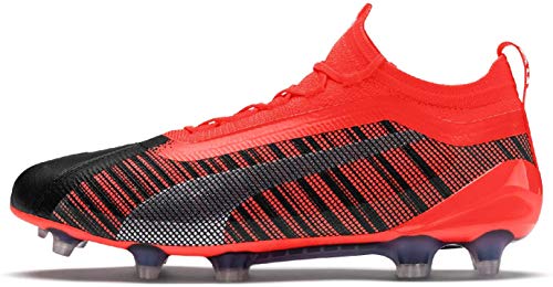 PUMA One 5.1 FG/AG Voetbalschoenen voor heren, Zwart/Rood/Zilver, 42 EU