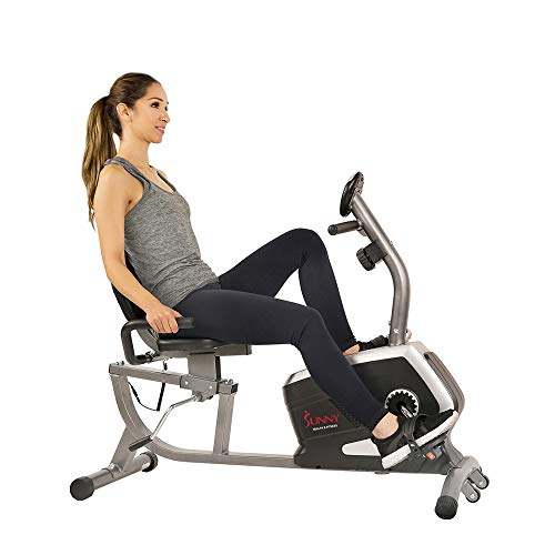 Sunny Health & Fitness Magnetische ligfiets hometrainer, 136 KG (300 lbs) capaciteit, eenvoudig verstelbare stoel, monitor, hartslagmeting - SF-RB4616
