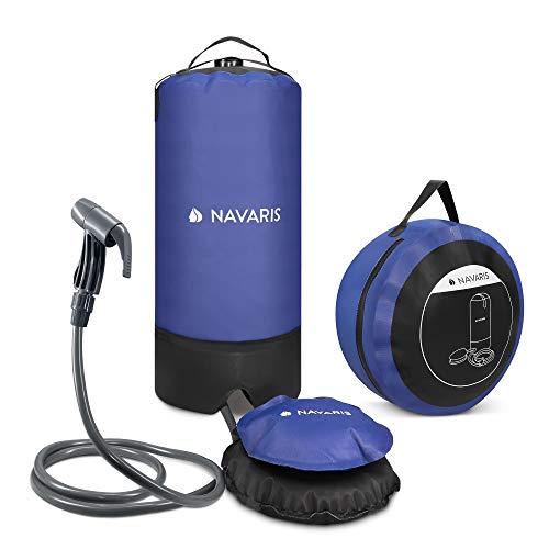 Navaris outdoor campingdouche met pomp - Draagbare douche met douchekop voor op reis - 11 liter watertank - Voor kamperen, hiken, op het strand