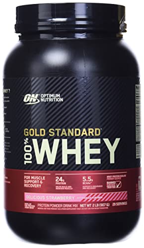 Optimum Nutrition 100% Whey Gold Standard,Delicious Strawberry,2lb (0.9 kg)