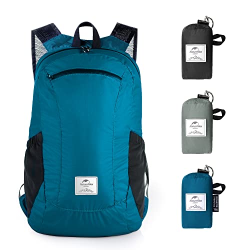 Naturehike Ultralicht opvouwbare waterdichte wandeldagrugzak, kleine rugzak, duurzaam, handig, opvouwbaar, perfect voor klimmen, kamperen, fietsen, fietsen, IJsblauw 18 l
