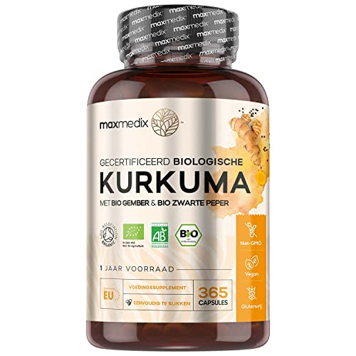 Bio Kurkuma capsules met zwarte peper en gember - 480 mg - 365 vegan capsules voor 1 jaar - Biologisch vegan curcumine supplement
