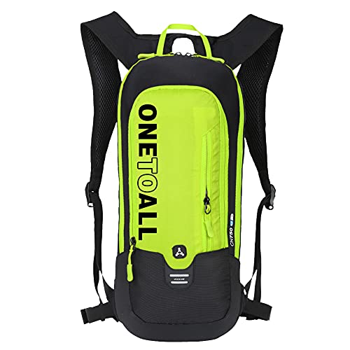 LOCAL LION Fietsrugzak, skirugzak, klein, voor dames en heren, 6 liter, ultralicht, waterdicht, voor drinkzak tot 2 l, ideaal voor skiën, wielrennen, kamperen, groen, zonder drinkblaasje