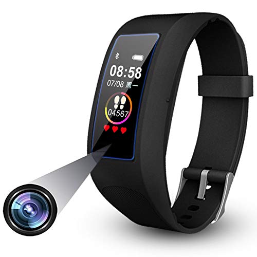Fitness Armband Horloge Camera, Smartwatch Verborgen Camera 1080p video Opname Spionage Camera, Spycam Armband Horloge, Bewakingscamera's Hartslagmeter Sporthorloge met Bluetooth Android iOS 32GB