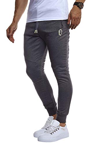 Leif Nelson Trainingsbroek voor heren, slim fit, fitnessbroek, joggingbroek, lange fitnessbroek voor sport, training, bodybuilding, jongens, sweatpants, jogging LN8298, Antraciet-gespikkeld, L