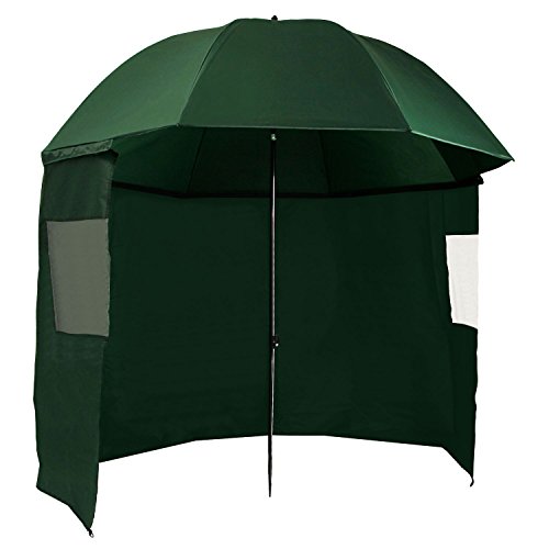 CampFeuer Visscherm met zijwand, boogspanwijdte 2,4 m, hengelparasoltent met windscherm en haringen, karpertent, vistent, vissersparap, campingscherm