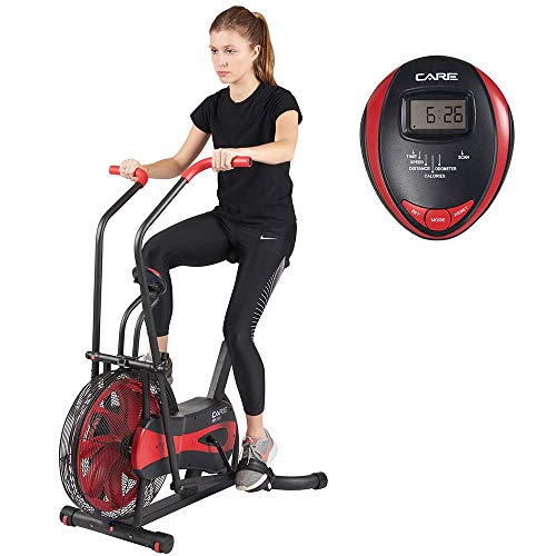 CARE FITNESS - Air Bike CA-700 – crosstrainer fiets met 6 trainingsprogramma's – elliptische indoor fiets met luchtweerstand – lcd-scherm – Air fitnessapparaat voor thuis