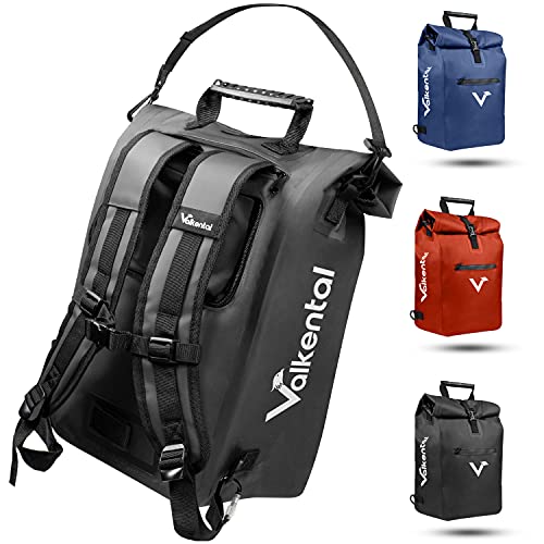 Valkental - 3-in-1 fietstas - geschikt als bagagedragertas, rugzak en schoudertas - waterdicht en reflecterend - 20L (zwart, blauw, rood)