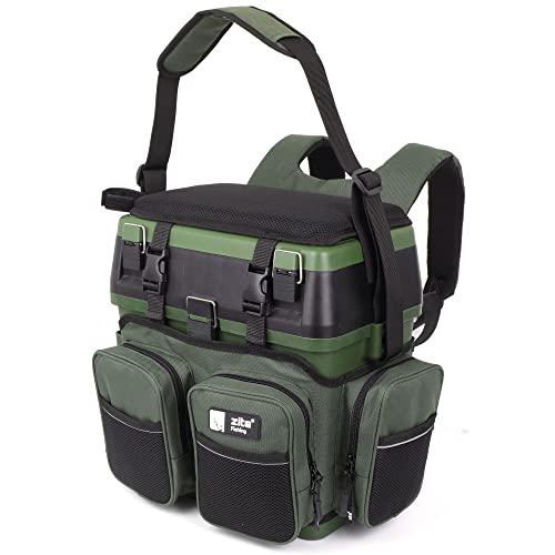 Zite Fishing Multi-vis-koffer-rugzak & zit-denier in 1 - inclusief 4 tackle-boxen voor visaccessoires in het deksel