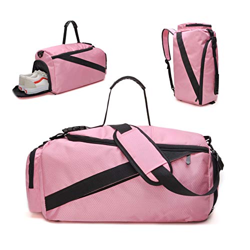tuokener Dames sporttas met schoenenvak danensporttas nit rugzakfunctie schoenenvak sporttas vrouwen sporttas waterdichte sporttassen weekender reistas handg rugzak nylon