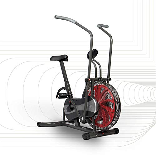SportPlus Air Bike met luchtweerstand en riemremsysteem, efficiënte HIIT hometrainer voor armen en benen, met trainingscomputer, veilig en stabiel tot 100 kg, compacte afmetingen, SP-FB-1000