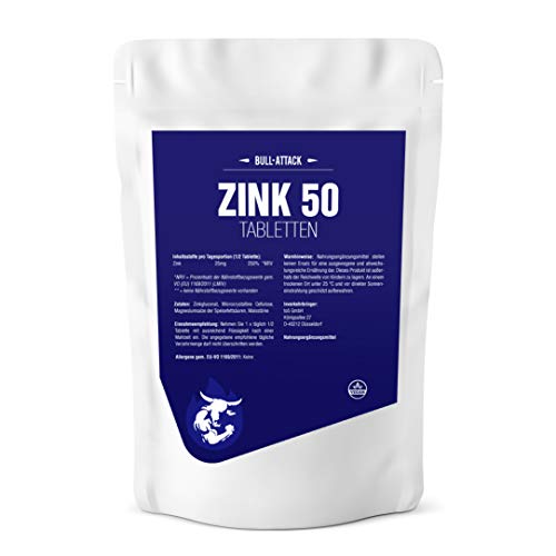 Zink 50 Depot 500 Tabletten (Vegan) | 25mg = 1/2 Tablet | Zuiver zinkgluconaat | Acne, Immuunsysteem, Spieropbouw, Testosteron | Beste kwaliteit Made in Germany