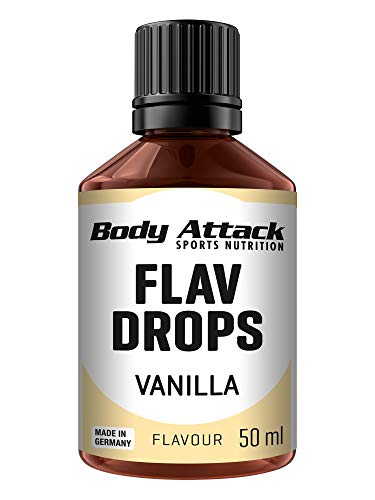 Body Attack Flav-Drops, aroma voor levensmiddelen, suikervrij, calorievrij, veganistisch vanille, 50 ml