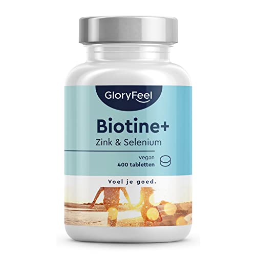 Biotine, Zink & Seleniumsupplement, 400 Capsules (1+ Jaarvoorraad), Haar-, Huid- en Nagelsupplement met Vitamine B7, Veganistisch Haar- en Nagelversterking en -Groei, Gezondheidssupplement