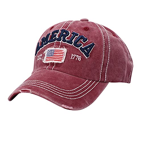 Hanxiulin Honkbalpet, paardenstaartpet, uniseks, instelbaar, met geborduurde schildpet, verstelbaar, outdoor baseballcap, retro mutsen, rood, M/L