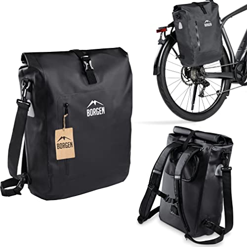 Borgen fietstas voor bagagedrager 3-in-1 fietsrugzak I bagagedragertas I schoudertas - combi fietstas - 100% waterdicht en reflecterend met afneembare laptoptas