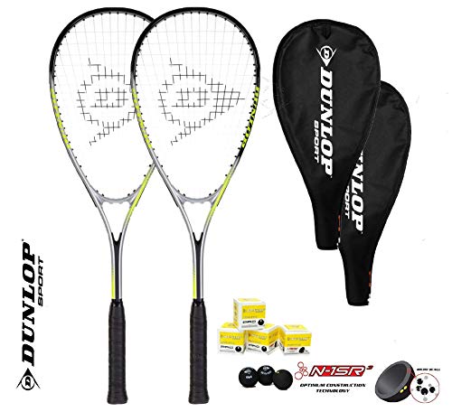 DUNLOP 2 x Ti Squash Serie Racket Set (2 rackets + 3 ballen) Verschillende opties (Hyper Lite Ti 4.0)
