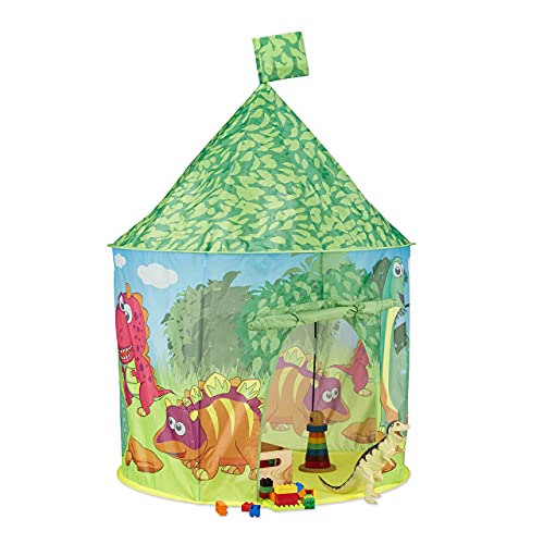 Relaxdays 10022460 Speeltent dinosaurus, kindertent Dino, speeltent klein, binnen en buiten, h x b x d: 150 x 100 x 100 cm, groen