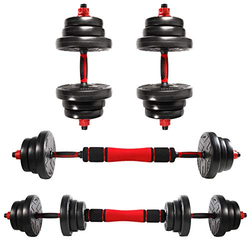 2in1 Dumbbell Set 2pcs halters Barbells Verstelbare 20 30 40kg Dumbbell Set Professionele Dumbbell met het aansluiten van stalen buis gewichten-ZERRO, Color:Met verbindingsbuis,2x10KG,Zwart