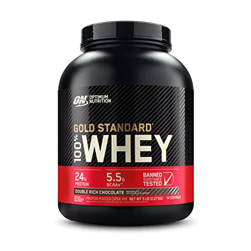 Optimum Nutrition 100% Whey Gouden Standaard, Dubbele Rijke Chocolade, 5Lbs