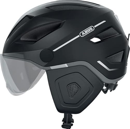 ABUS Pedelec 2.0 ACE Stadshelm - Hoogwaardige E-Bike helm met Achterlicht en Vizier voor Stadsverkeer - Voor Dames en Heren - Zwart, Maat L