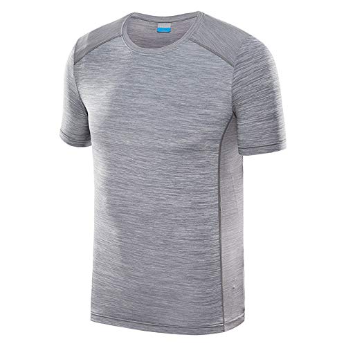 QinWenYan heren sporthemd UV-zonwering voor heren Quick Dry Wicking Workout Athletisch T-shirt met korte mouwen voor het fietsen Running Top (kleur: Dark Gray, Maat: XXXL)