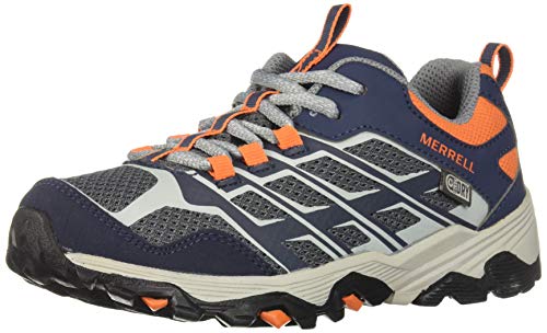Merrell Unisex Kids M-moab Fst Low Waterproof Rise Wandelschoenen, blauw (marineblauw/grijs/oranje), 12 UK (31 EU), Blauw Navy Grijs Oranje
