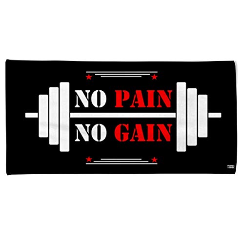 Power-Towel de coole fitness & sporthanddoek met een boodschap | verschillende motivatie-quotes | Afmeting 50 cm x 100 cm | PowerTowel handdoek zonder microvezel (geen PAIN NO GAIN)