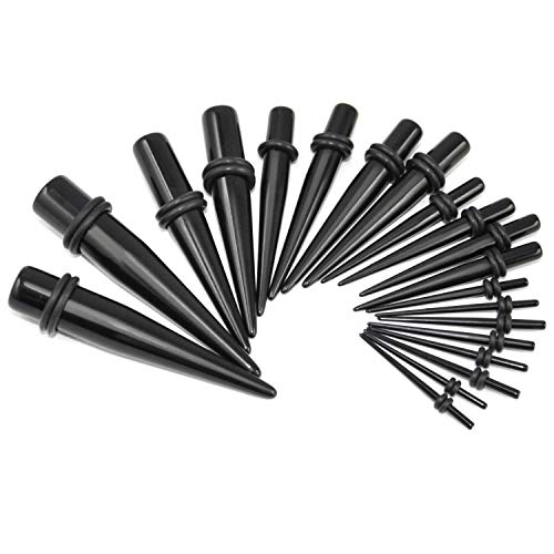 trixes oorstrekkerset - Ear Piercing Taper - Stretchstaafset - Stretchstaaftunnel - Stretchstaafjes - Tunnelset - Expander Kit - Acryl One Size 20 Stk Dehnstäbe Set 1,3mm-10 Mm - Schwarz