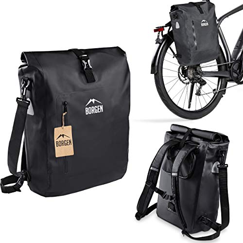 Borgen fietstas voor bagagedrager 3-in-1 fietsrugzak I bagagedragertas I schoudertas - combi fietstas - 100% waterdicht en reflecterend met afneembare laptoptas