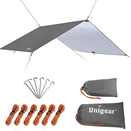 Unigear camping tentzeil, tarp voor hangmat, kampeertent tarp,300cmx300/400/500cm, regenbescherming, zonwering voor outdoor, camping