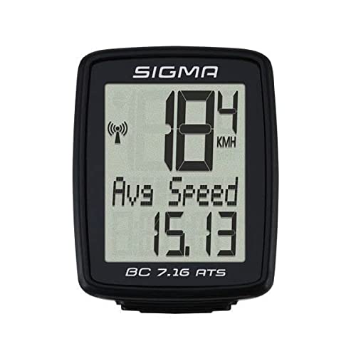 Sigma Sport BC 7.16 ATS Fietscomputer, 7 functies, groot display, draadloze fietssnelheid, waterdicht, zwart
