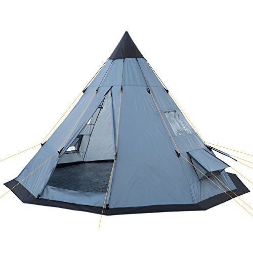 CampFeuer Tipi Spirit tent voor 4 personen, indianentent voor kamperen, wandelen, 3000 mm waterkolom, noktent, piramidetent, ronde tent, groepstent, campingtent, familietent, grijs