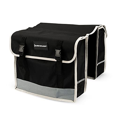 DUNLOP Dubbele Fietstas - 30 x 36 x 12 cm - Waterdicht - Fluorescerend - Zwart