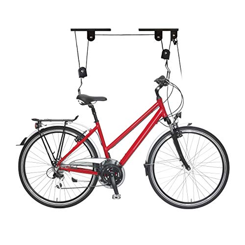 Relaxdays Fietslift, tot 20 kg, max. plafondhoogte 4 m, fiets plafondhouder met flessentrekkoord, garage, kelder, zwart