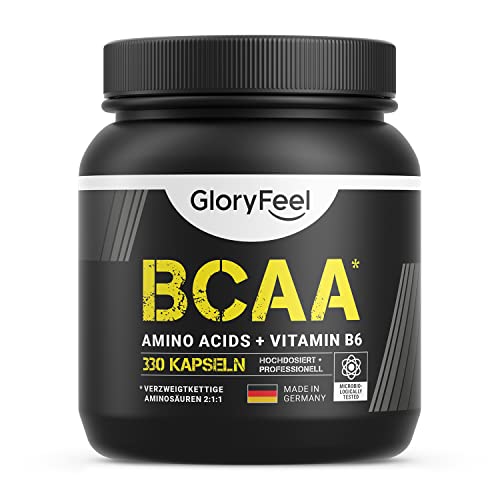BCAA 330 Capsules - De VERGELIJKINGSWINNAR 2020* - Essentiële aminozuren Leucine, Valine en Isoleucine Plus Vitamine B6 - getest en geproduceerd in Duitsland zonder enige toevoeging